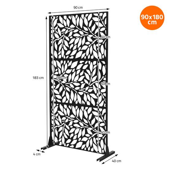 Ml-Design - Brise-vue métallique firenze 90x180 cm en acier modèle autoportant à 3 panneaux extensible avec supports paravent décoratif résistant aux intempéries - Image 7