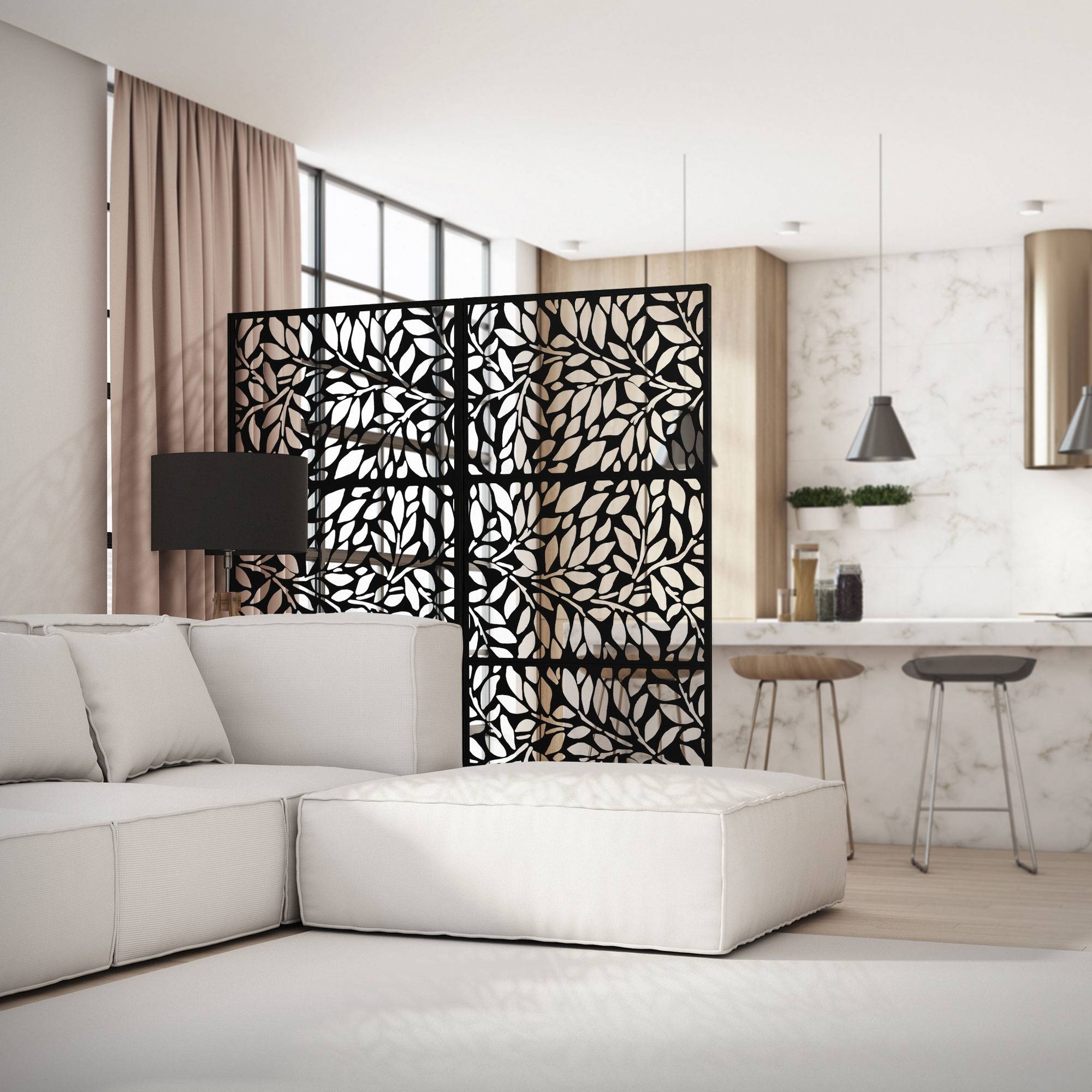 Ml-Design - Brise-vue métallique firenze 90x180 cm en acier modèle autoportant à 3 panneaux extensible avec supports paravent décoratif résistant aux intempéries - Image 10