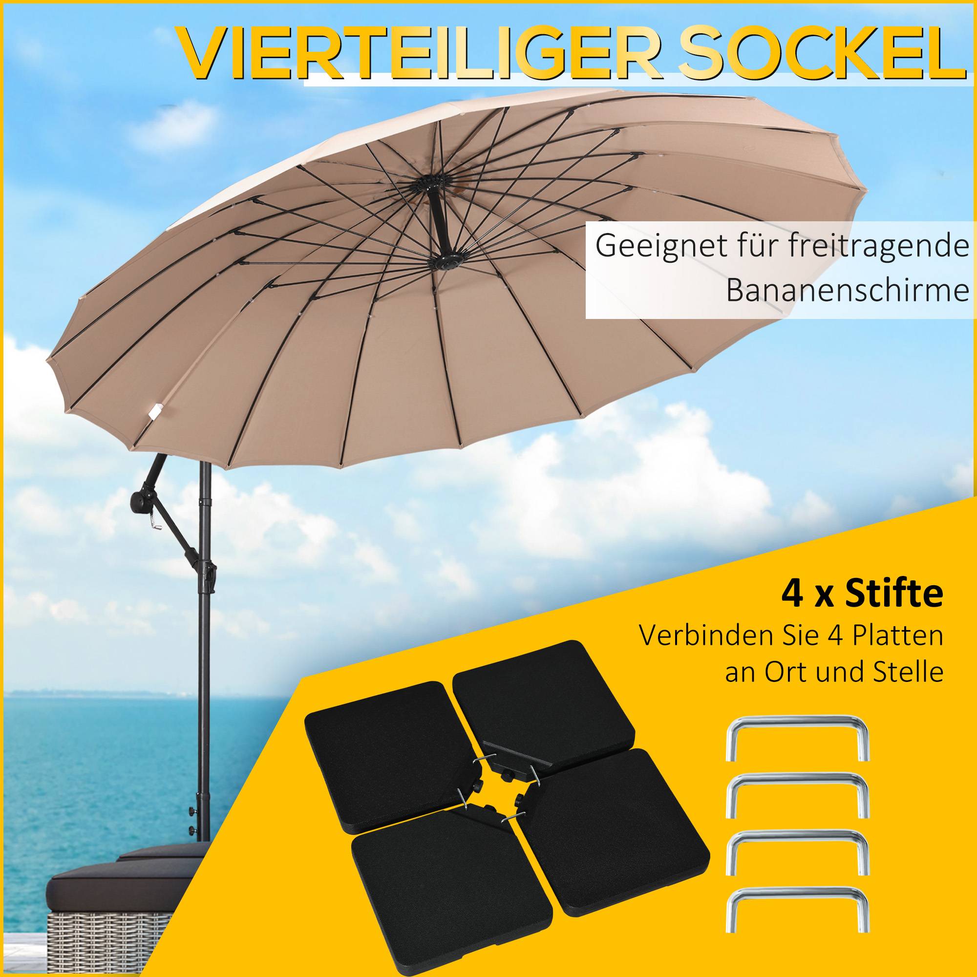 Dalles de lestage parasol déporté résine jardin fixation sûre noir - ComfortXL Outdoor Living - Image 6