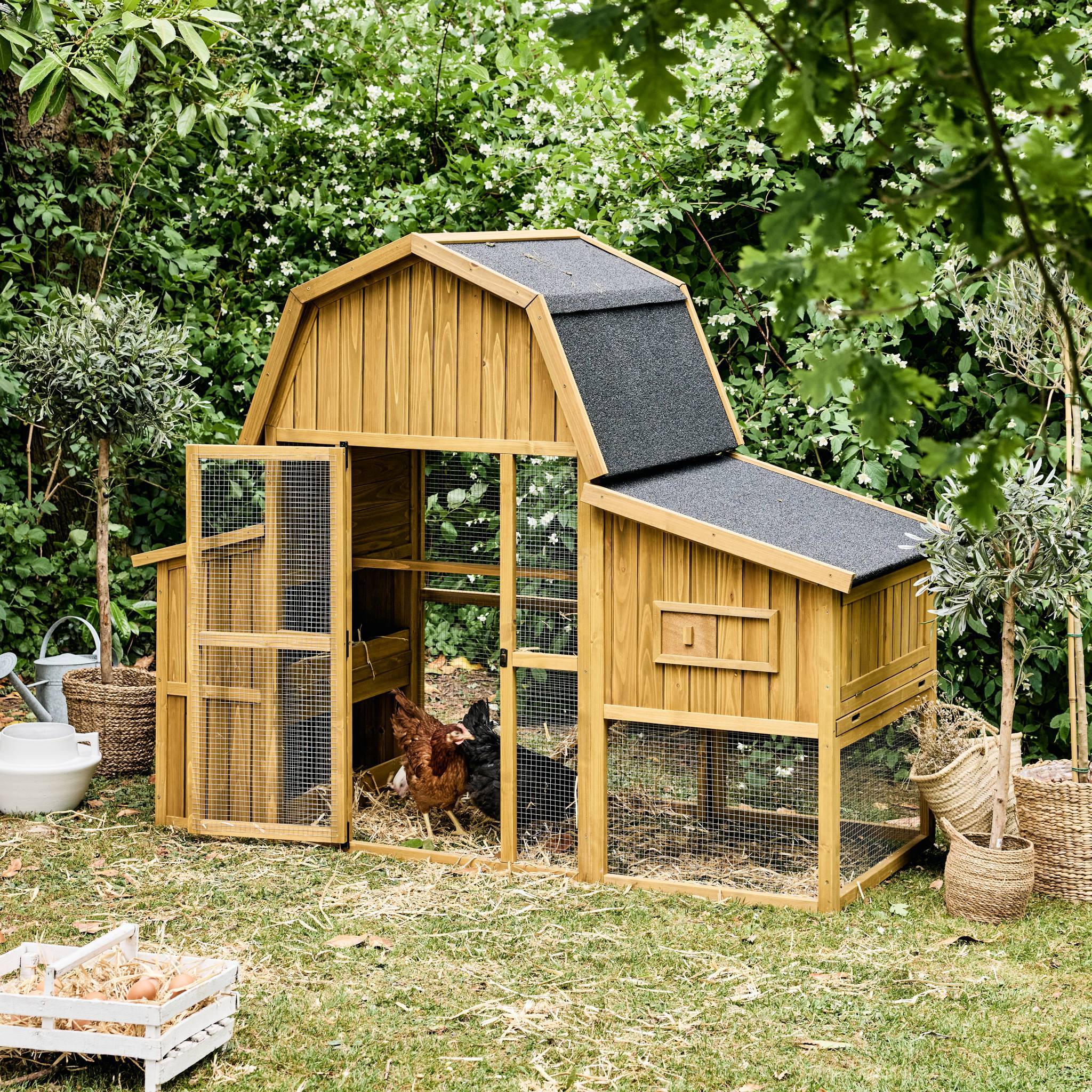 sweeek - Poulailler 6 poules bois de sapin - 195.5 x 90 x 152.5 cm - Gasconne | sweeek - Image 3