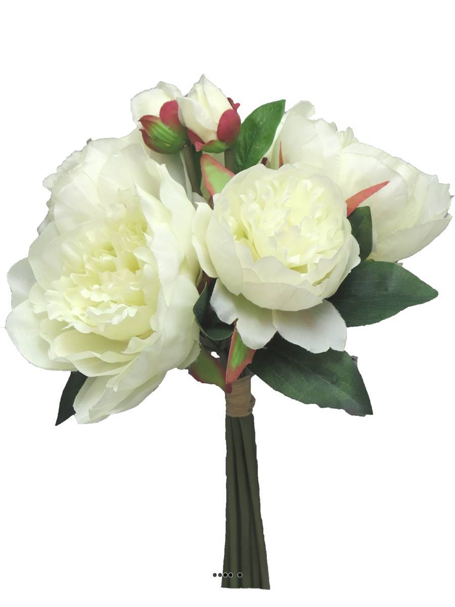 Bouquet de Pivoines artificielles, 8 têtes, D28cm, H34cm, Crème - BEST - couleur: Crème - Image 2