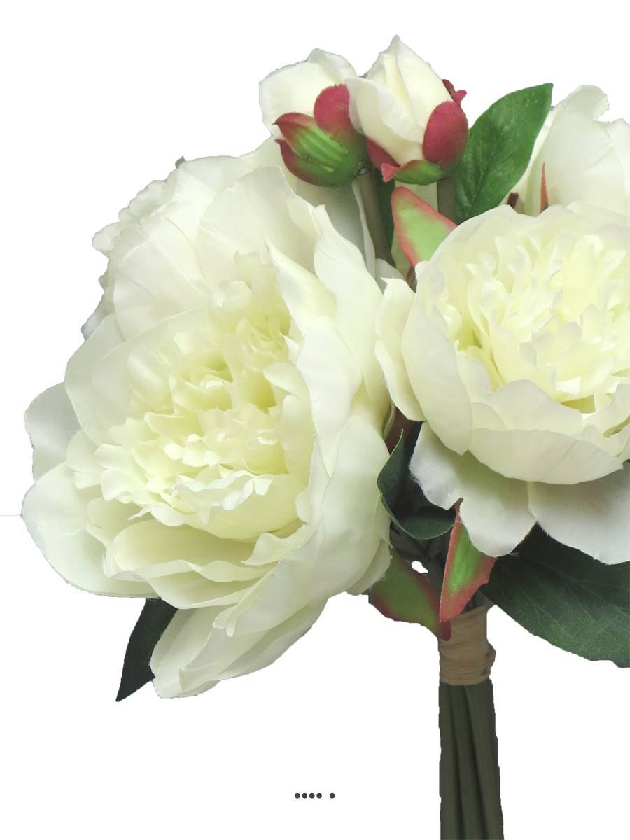 Bouquet de Pivoines artificielles, 8 têtes, D28cm, H34cm, Crème - BEST - couleur: Crème - Image 3
