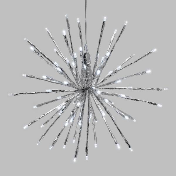 Lotti - Boule lumineuse à branches argentée 30cm 80 LED blanc froid flash Lotti - Imagen 1