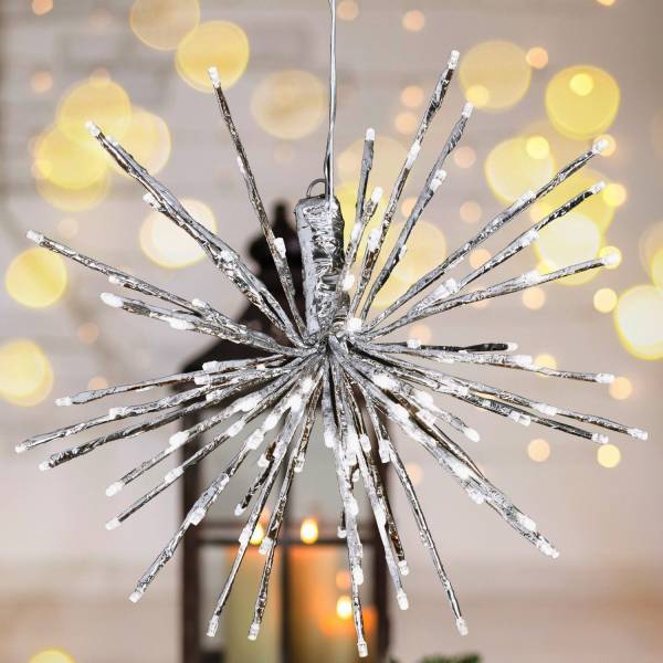 Lotti - Boule lumineuse à branches argentée 30cm 80 LED blanc froid flash Lotti - Imagen 2