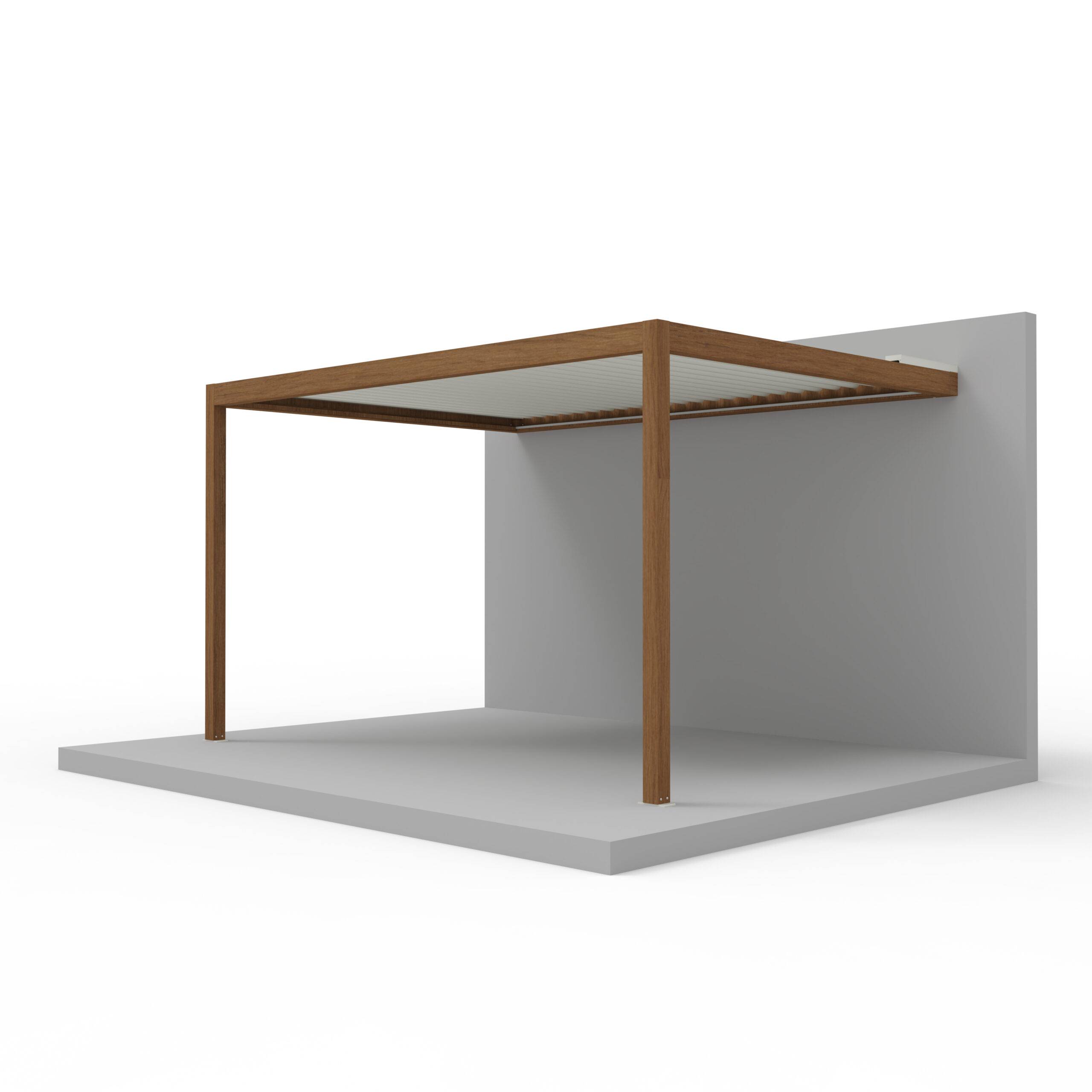 Pergola Bioclimatique Adossée Motorisée Éclairée Aluminium 4x3 Aspect Bois SV ORIAL France - Image 2