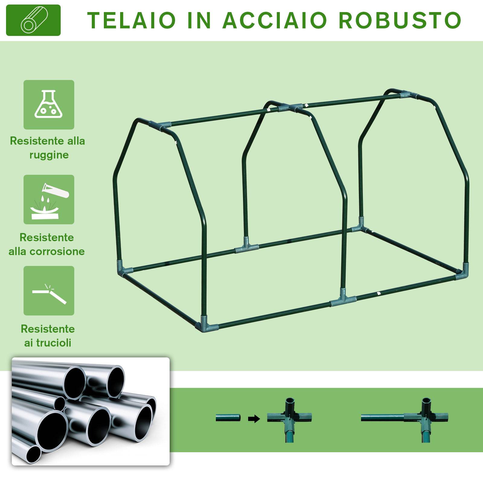 Mini serre jardin et balcon plastique PE et acier, fermeture zip, 99x71x60 cm - Image 6