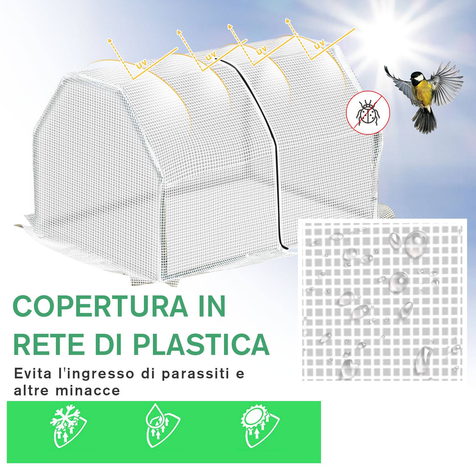 Mini serre jardin et balcon plastique PE et acier, fermeture zip, 99x71x60 cm - Image 7