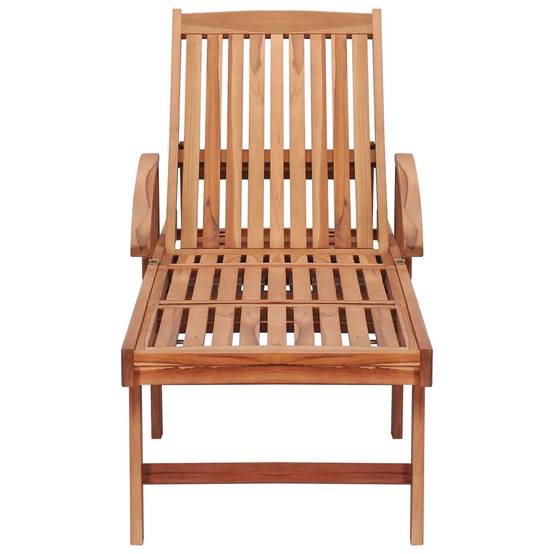 Helloshop26 - Transat chaise longue bain de soleil lit de jardin terrasse meuble d'extérieur avec coussin à carreaux rouge bois de teck solide - Imagen 4
