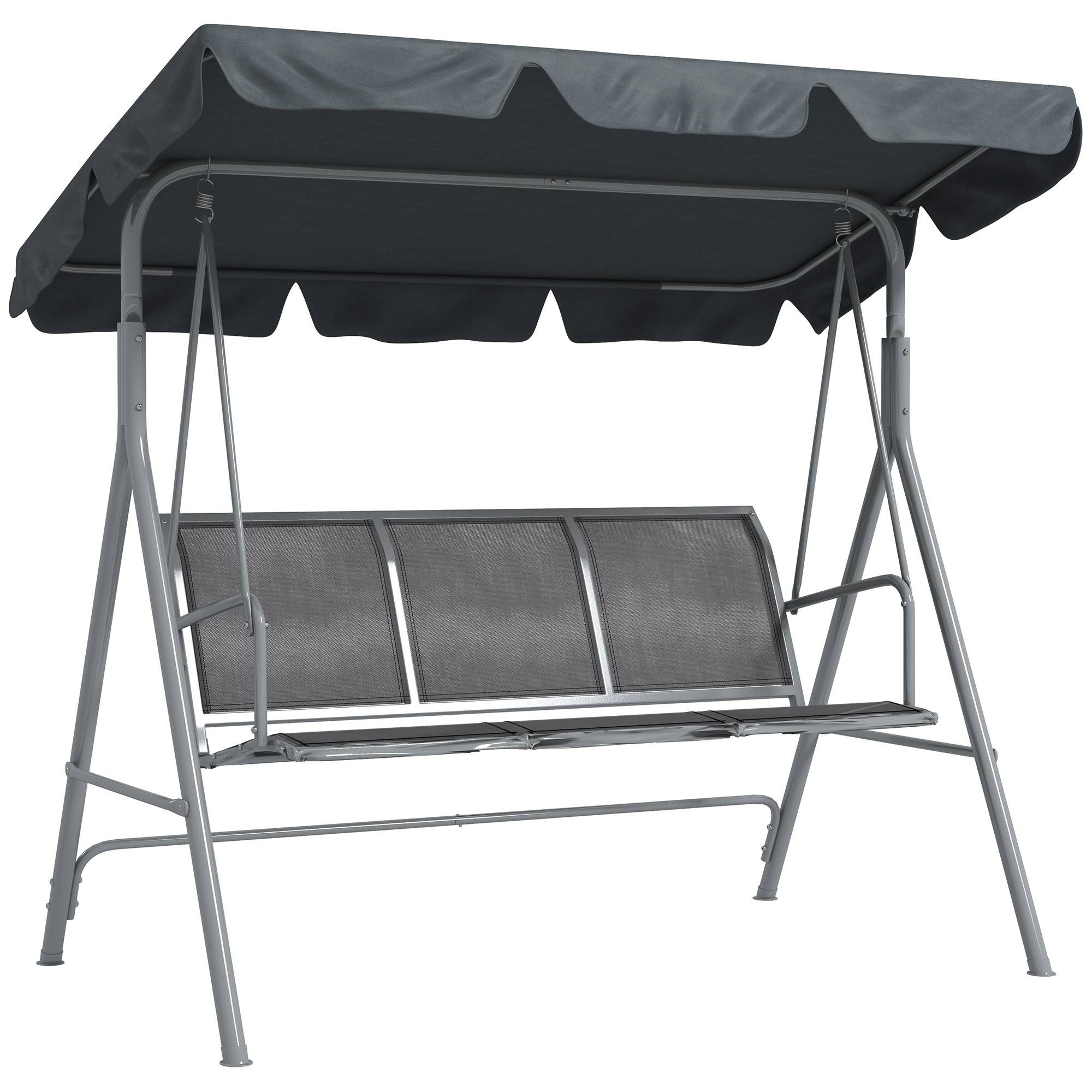 Balancelle de jardin 3 places métal pour terrasse toit amovible gris foncé 171x108x154cm - ComfortXL Outdoor Living