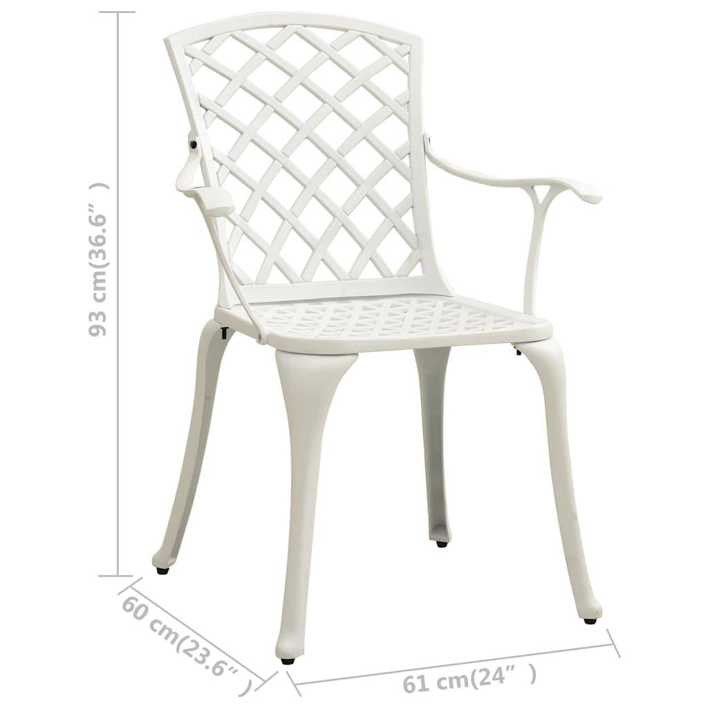 Vidaxl - Ensemble de bistro 3 pcs-Salons de jardin Aluminium coulé Blanc 410085 - Image 8