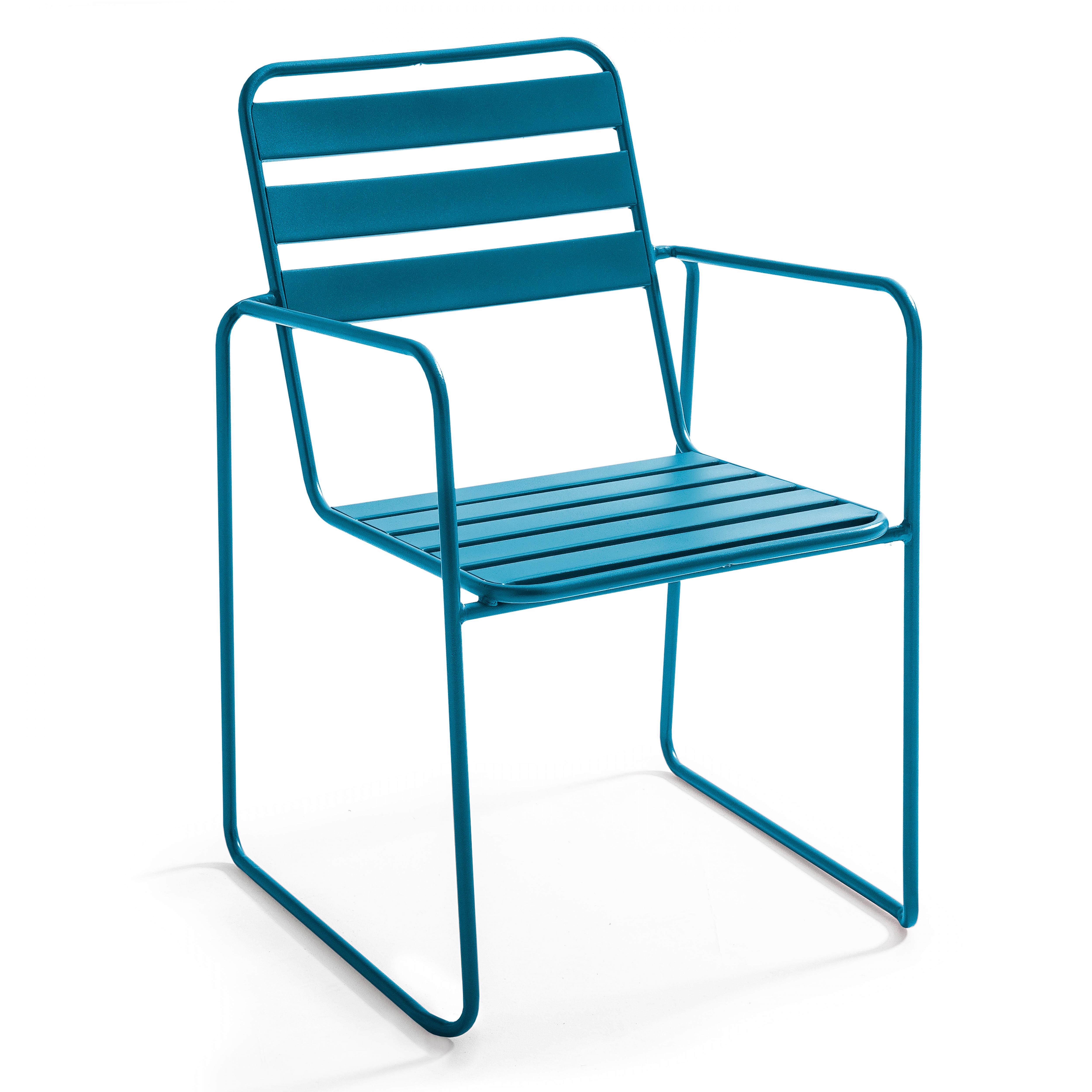 Oviala - Fauteuil de jardin en acier bleu pacific Touquet - Oviala - Imagen 1