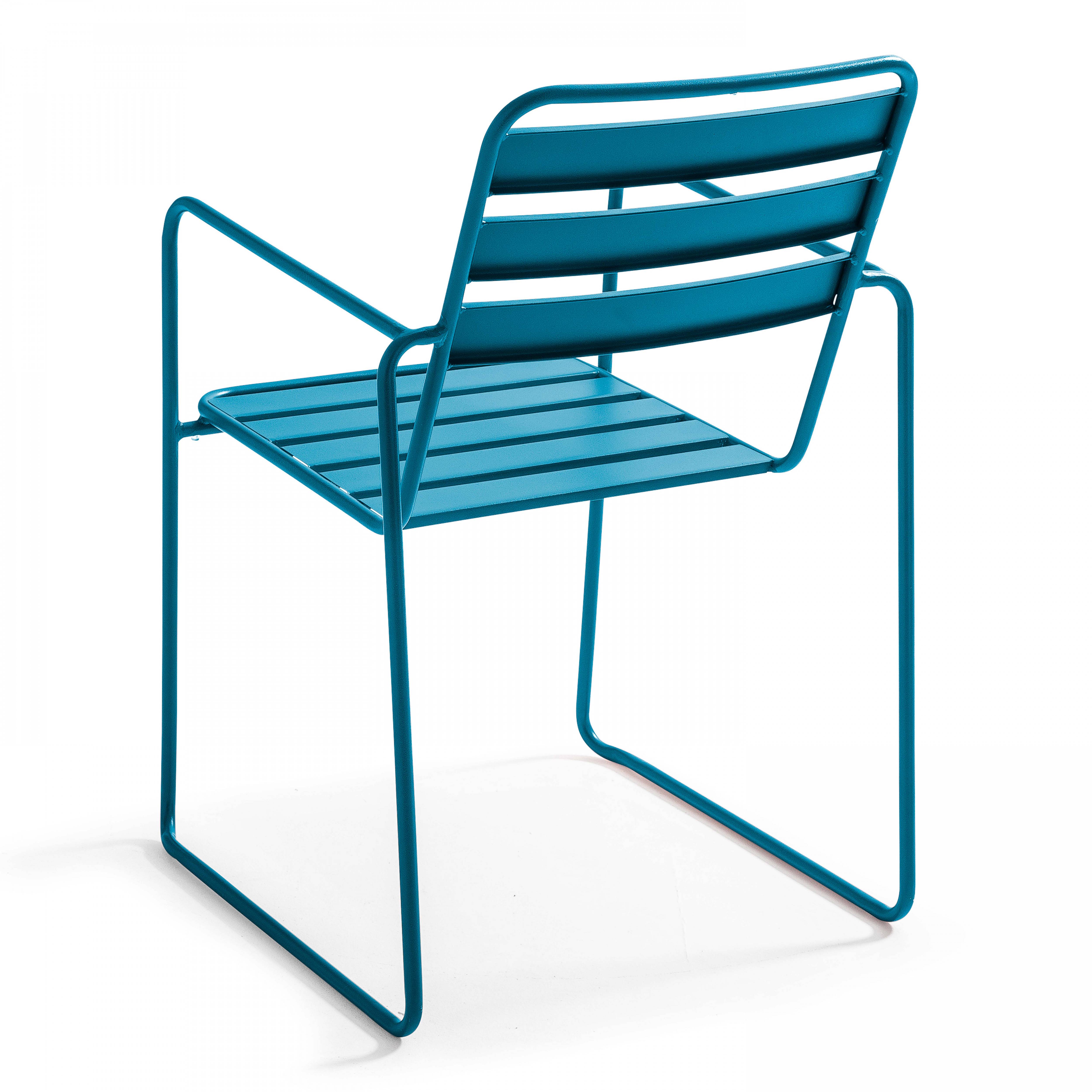 Oviala - Fauteuil de jardin en acier bleu pacific Touquet - Oviala - Imagen 2