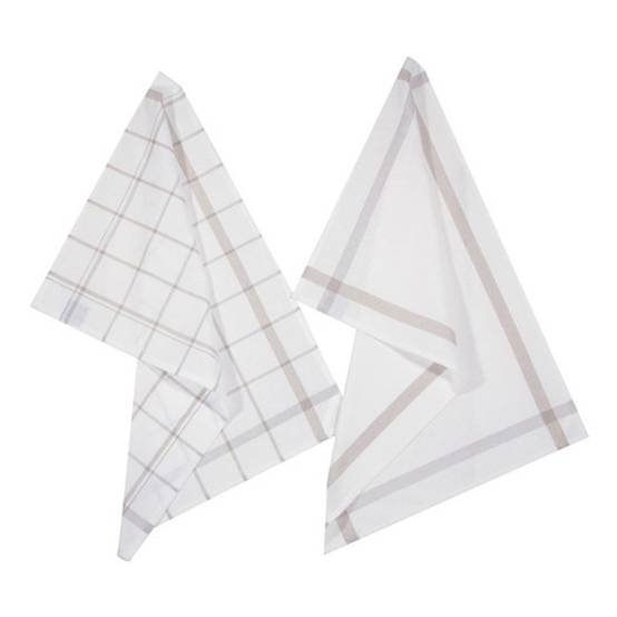 Lot de 2 Torchons de Cuisine "Traditionnel" 70cm Gris - Image 1