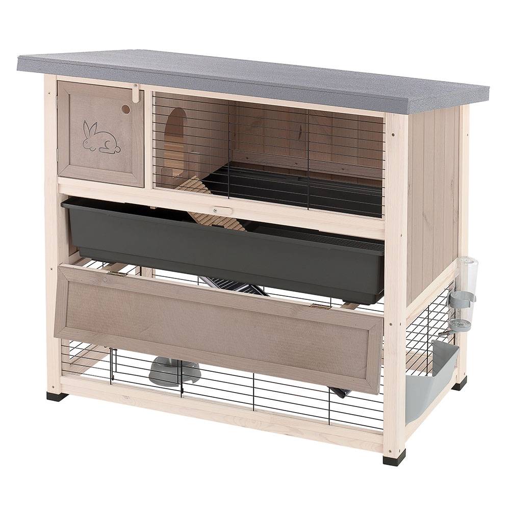 Ferplast - Ferplast Cage pour Lapins à Deux étages RANCH 120 en bois FSC, d'extérieur, avec Accessoires et Maison de lapin - Imagen 4