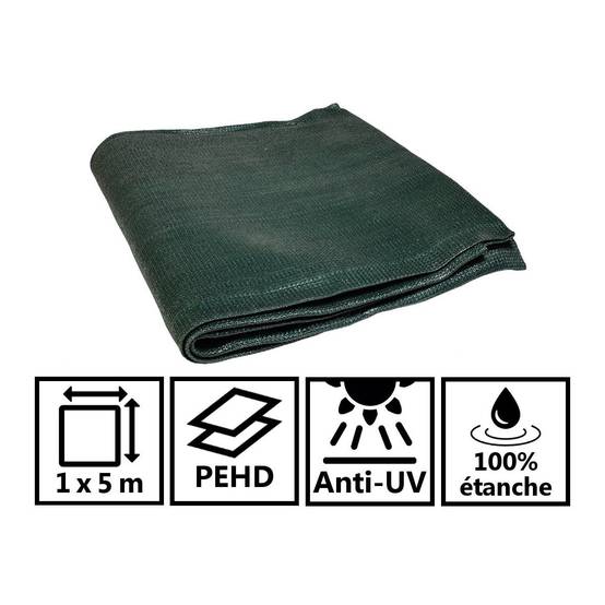 Bâche brise vue 1x 5 m VERT Polyéthylène renforcé Occultant Jardin - Image 2