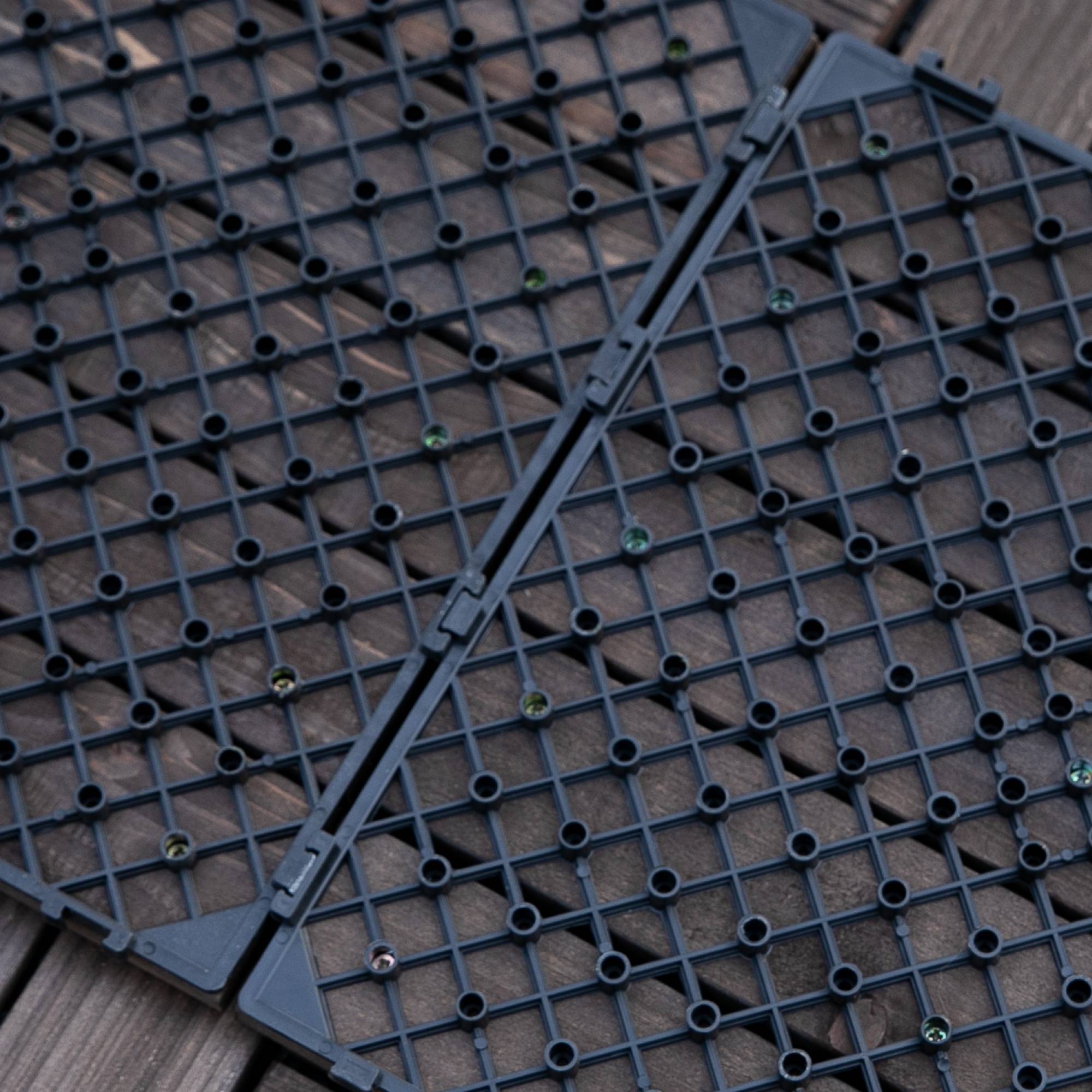 ComfortXL - Dalles de terrasse clipsables en bois de sapin et PVC noir 30 x 30 cm lot de 27 pour extérieur antidérapant - Image 9