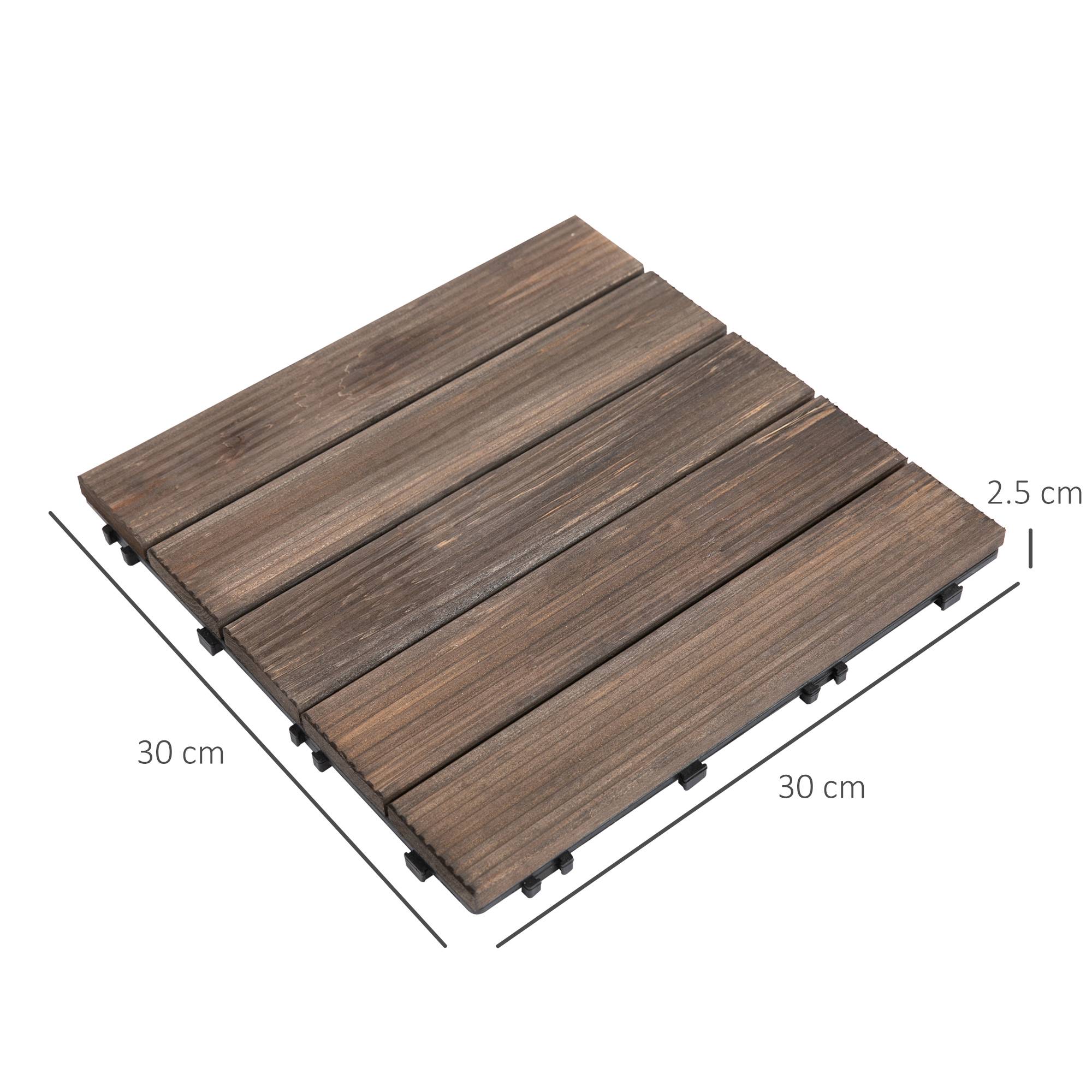 ComfortXL - Dalles de terrasse clipsables en bois de sapin et PVC noir 30 x 30 cm lot de 27 pour extérieur antidérapant - Image 3