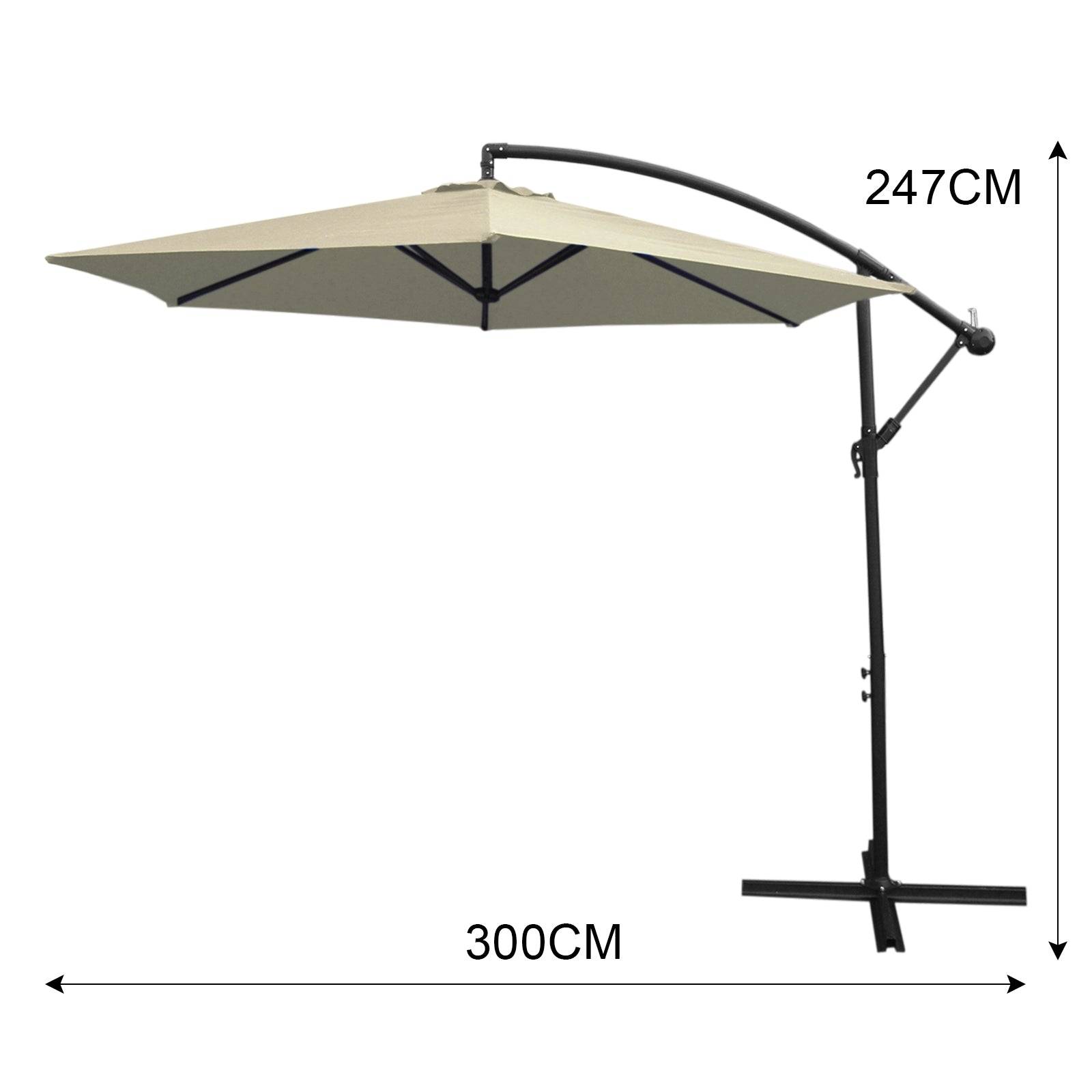 Monstershop - Parasol Cantilever Crème & Base Carrée 3m x 3m x 2.5m - Imagen 5