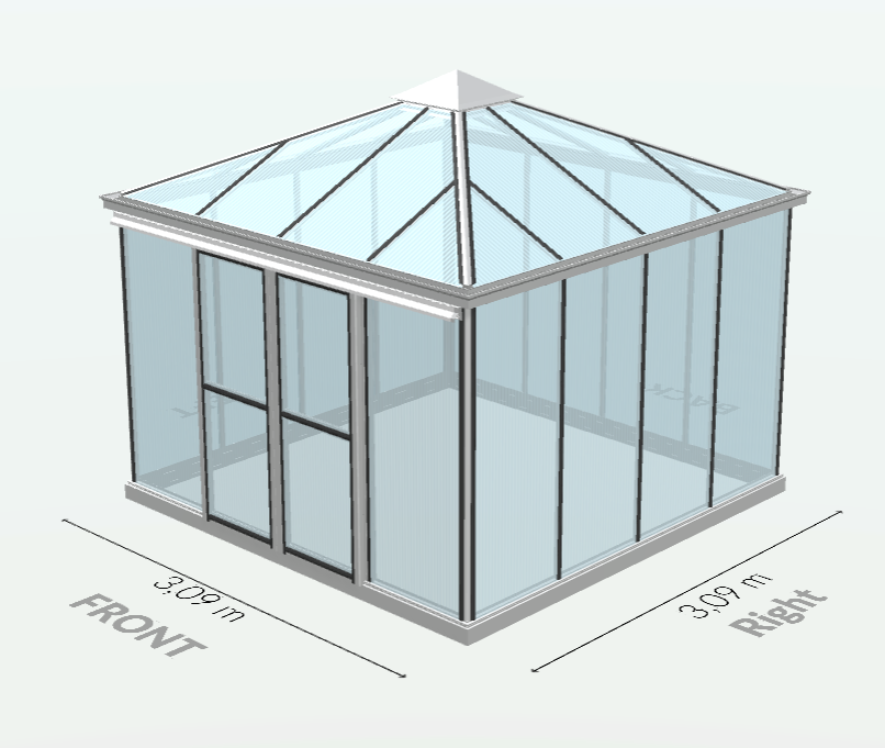 15m²  -  Serre en polycarbonate 8 mm alvéolés  - Euro Pyra - Alu - 15m² - ALUMINIUM - L'atelier Des Serres - Imagen 6