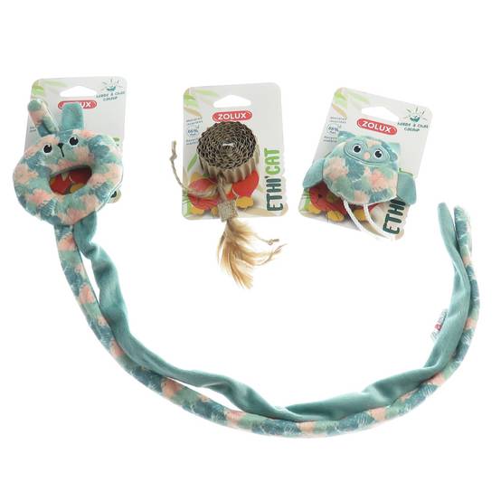 3 jouets, chouette, disque carton et jouet de porte tissu feuille , pour chat - Image 1