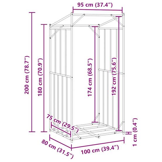 Grand abri à bois vertical 200 cm en acier galvanisé et bâche incluse – ComfortXL Outdoor Living - Image 6