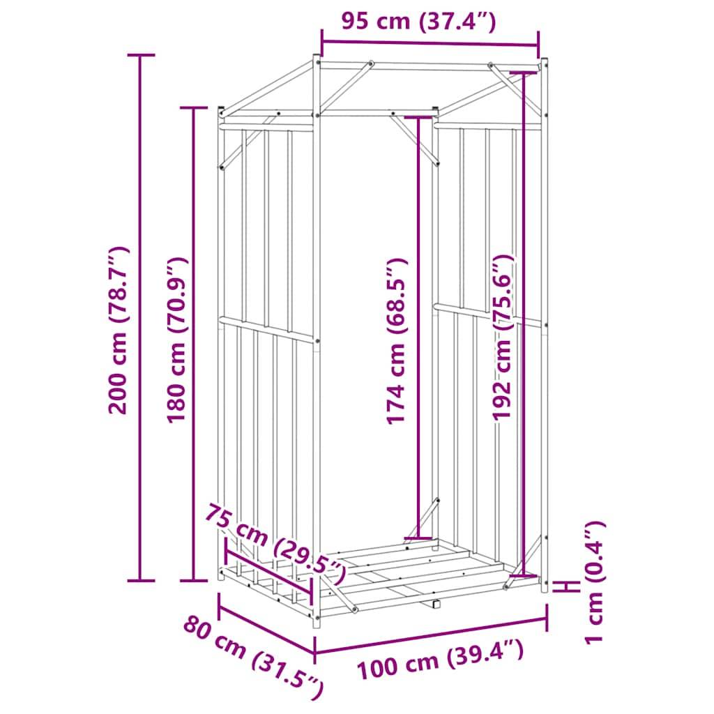 Grand abri à bois vertical 200 cm en acier galvanisé et bâche incluse – ComfortXL Outdoor Living - Image 6