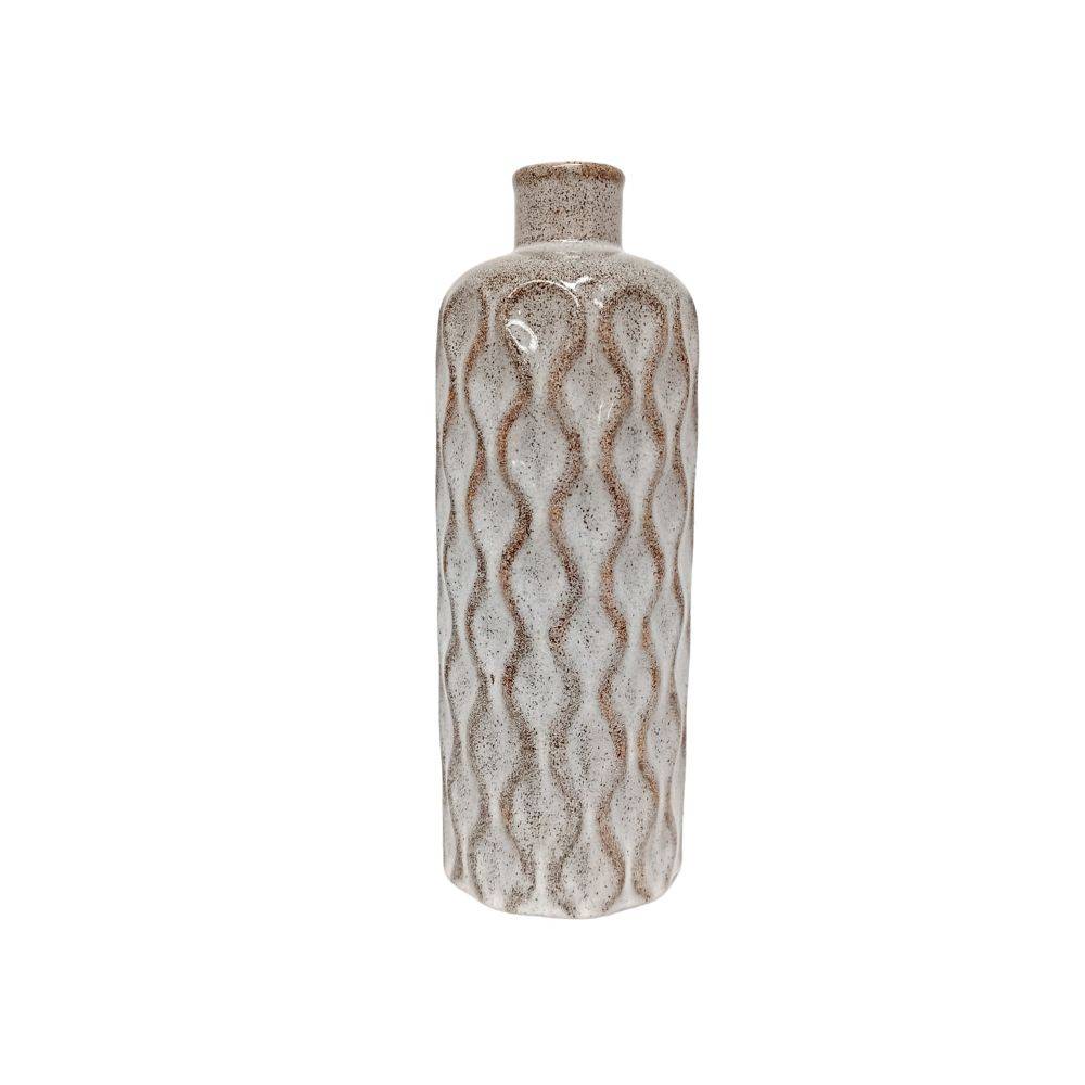 Chemin De Campagne - Vase bouteille "Vagues" en céramique - gris / marron Ø.12 x Ht.40,5 cm Chemin de campagne - Image 1