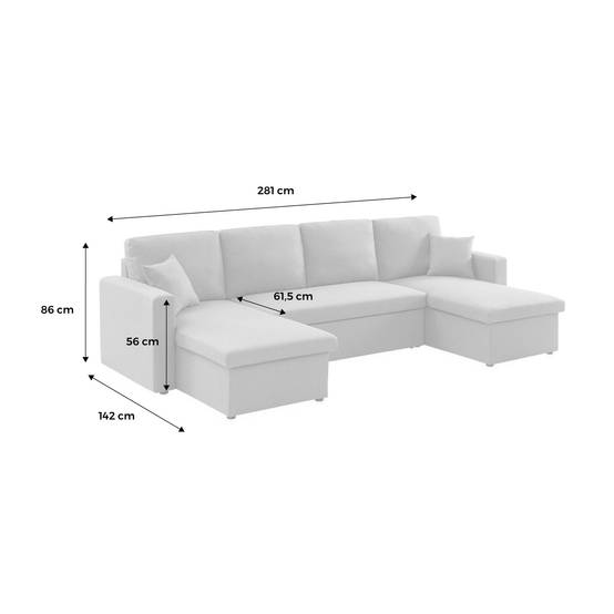 sweeek - Canapé panoramique convertible 4 places tissu bouclette. Urban. L 281 x P 142 x H 86cm | sweeek - Image 7
