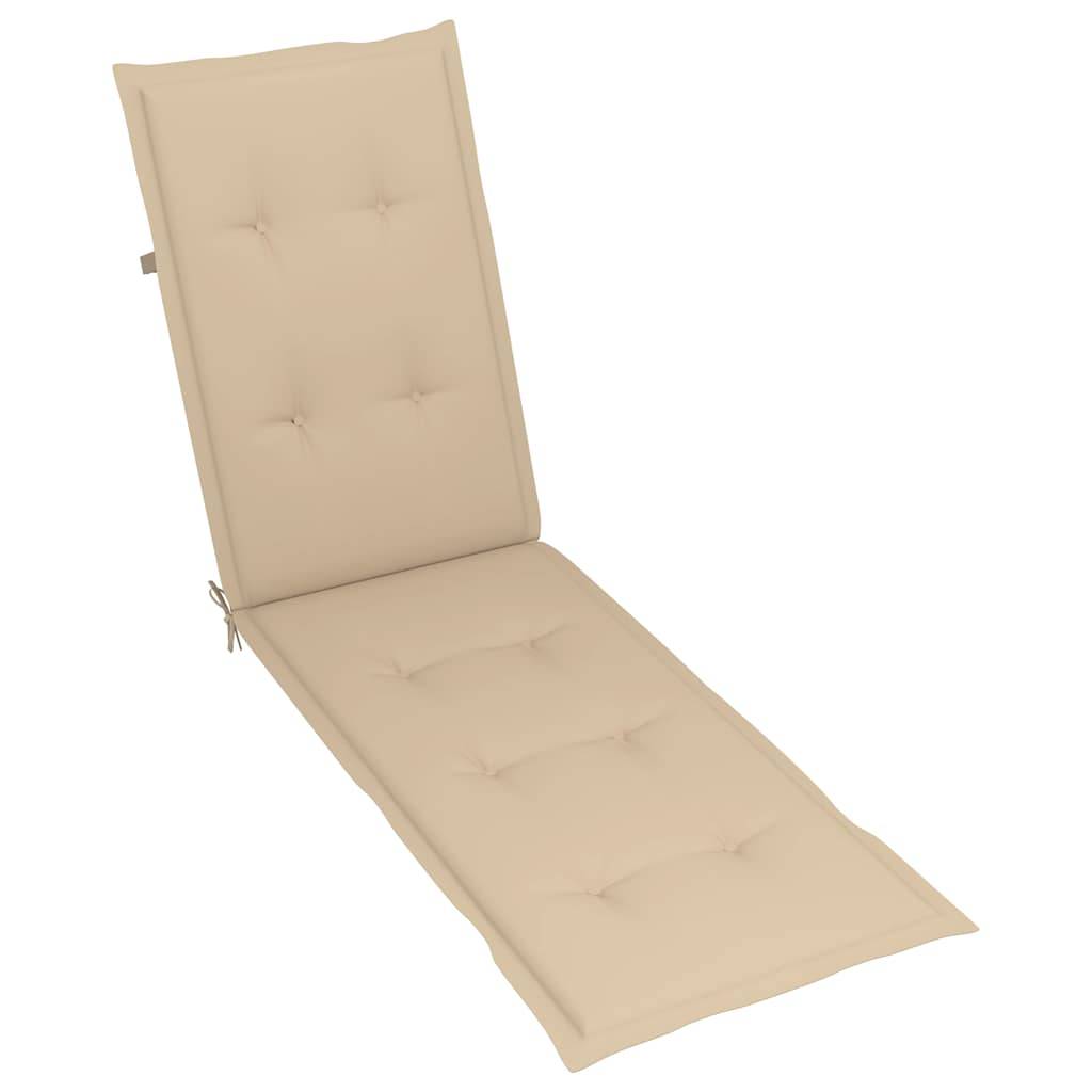 Chaise longue | Transat | Bain de soleil d'extérieur repose-pied et coussin Acacia solide - Image 7