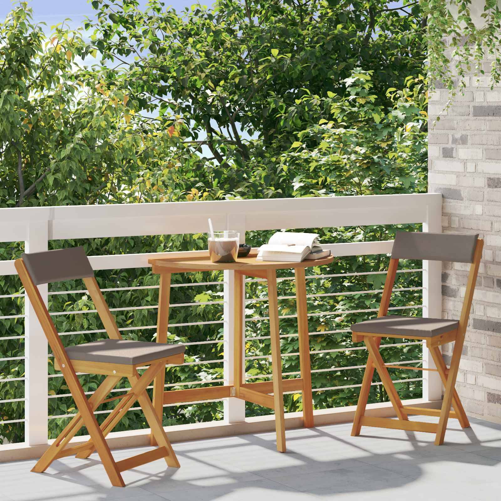 Chaises de jardin bois d'acacia gris foncé 40 x 53 x 80 cm, Poids:8kg - PANGIVO - Image 3