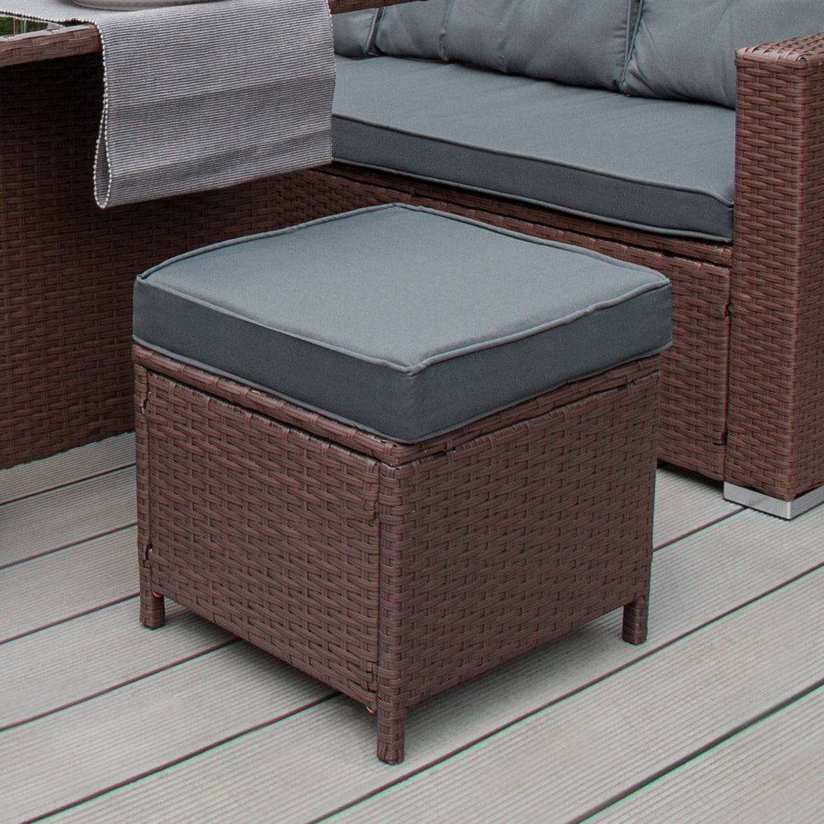 Monstershop - Salon de Jardin en Rotin 9 Personnes – Marron - Imagen 5