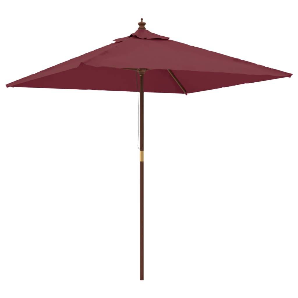 Helloshop26 - Parasol de jardin avec mât en bois 198 x 198 x 231 cm bordeaux rouge - Imagen 1