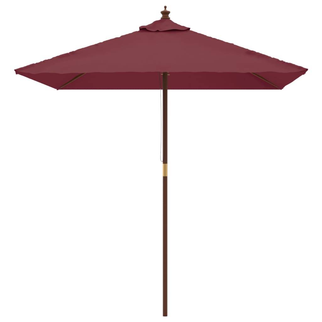 Helloshop26 - Parasol de jardin avec mât en bois 198 x 198 x 231 cm bordeaux rouge - Imagen 2