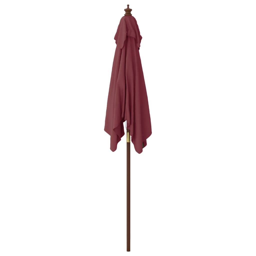 Helloshop26 - Parasol de jardin avec mât en bois 198 x 198 x 231 cm bordeaux rouge - Imagen 3