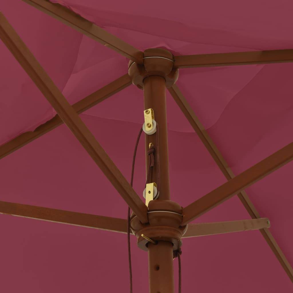 Helloshop26 - Parasol de jardin avec mât en bois 198 x 198 x 231 cm bordeaux rouge - Imagen 4