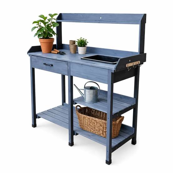 Table de rempotage en bois avec bac plastique - 114x46x120cm - Image 4