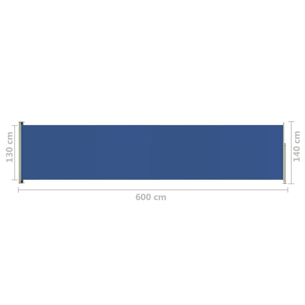 Helloshop26 - Auvent paravent store brise-vue latéral rétractable de patio jardin terrasse balcon protection visuelle écran 140 x 600 cm bleu - Imagen 5