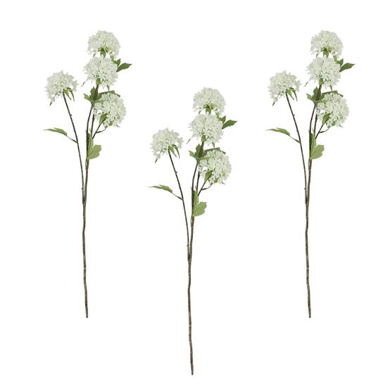Ligne Deco - Tige de 4 pompons artificiels blanc 75cm lot de 3 Ligne Déco - Image 2