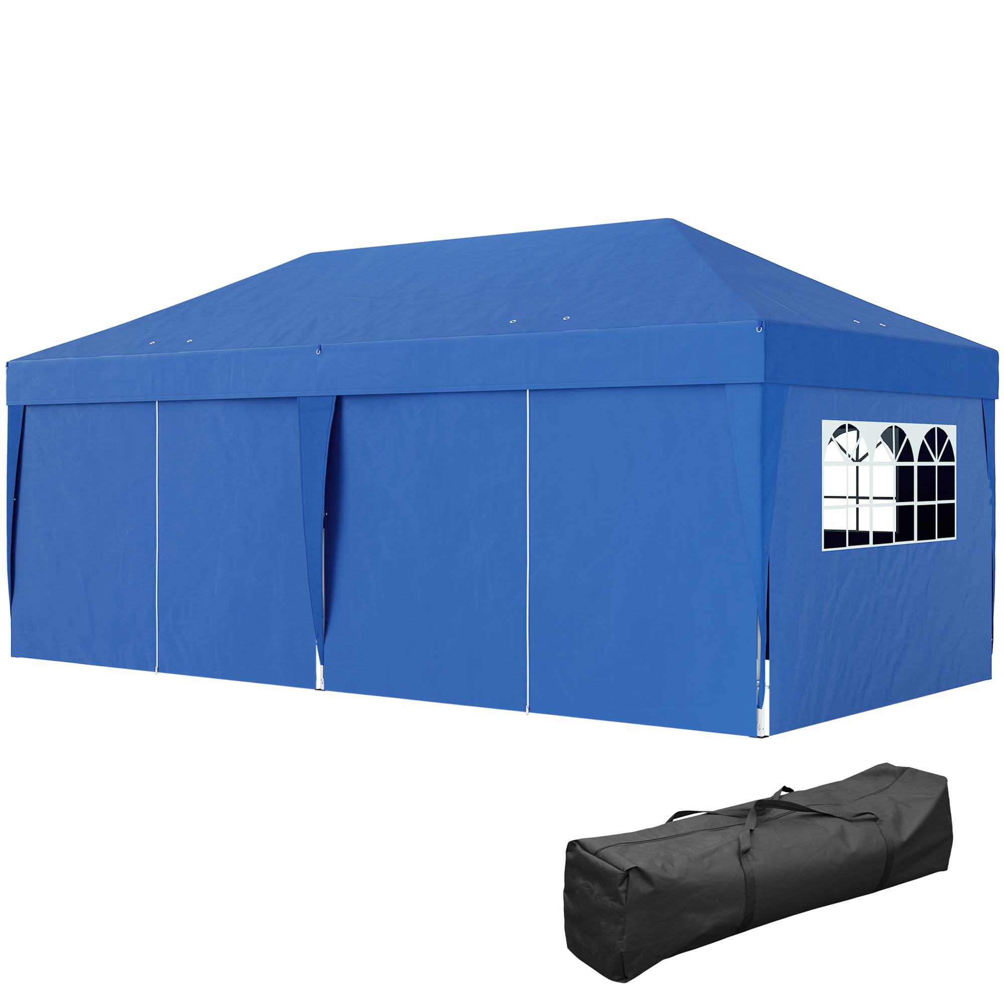 Tonnelle pliante acier et tissu bleu 590 x 295 x 285 cm - PANGIVO - Image 2