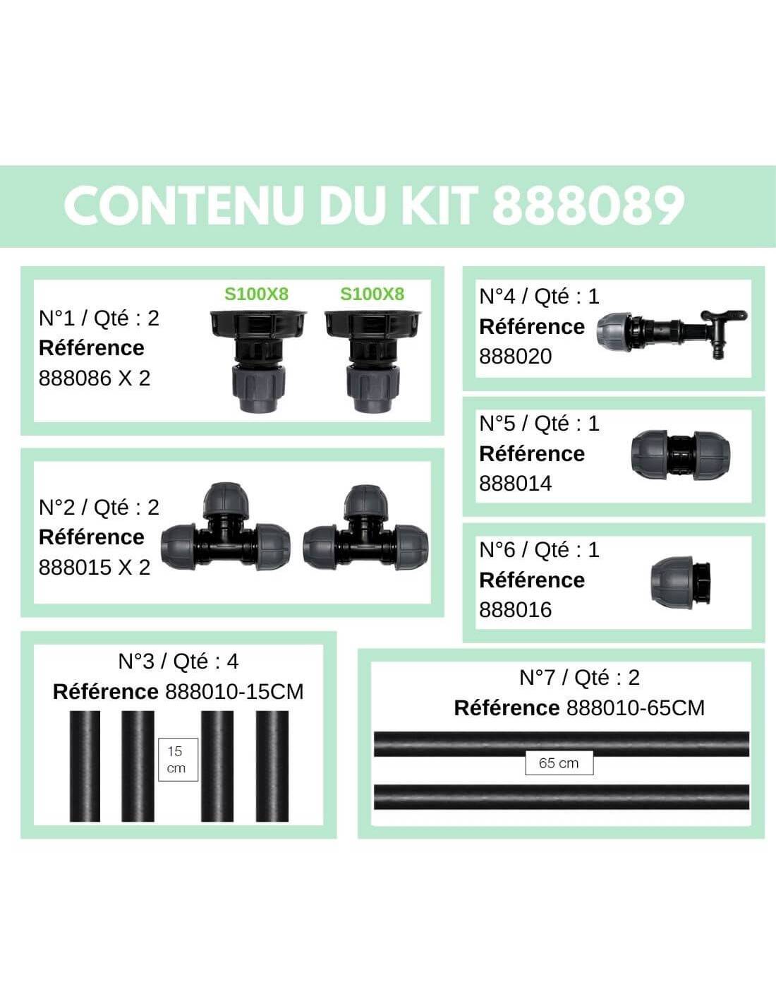 Kit Raccordement 2 Cuves eau 1000 L - S100X8 / S100X8 - Imagen 3