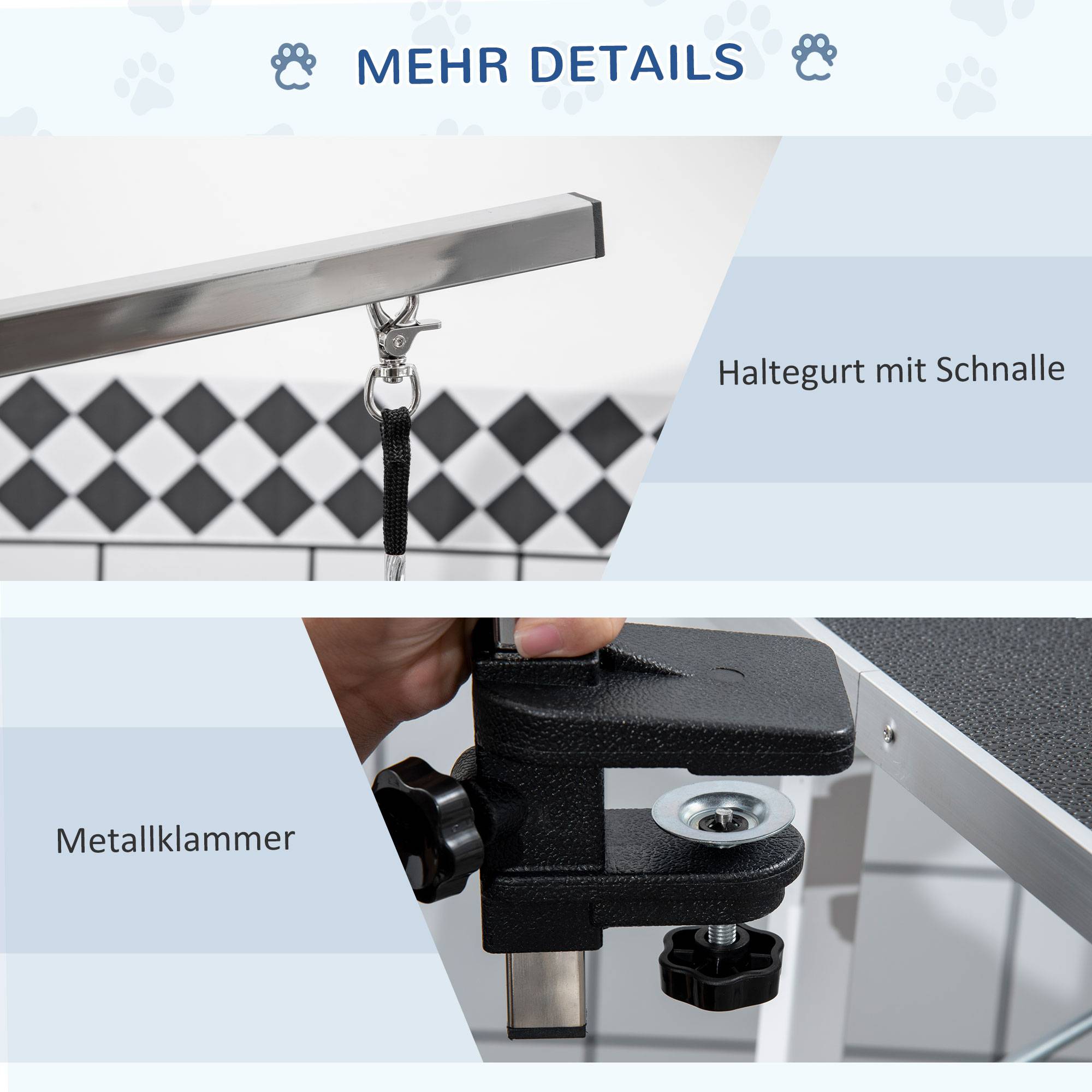ComfortXL - Table de toilettage chien acier caoutchouc noir pliable avec sangles réglables pour coupe séchage et brossage - Image 6