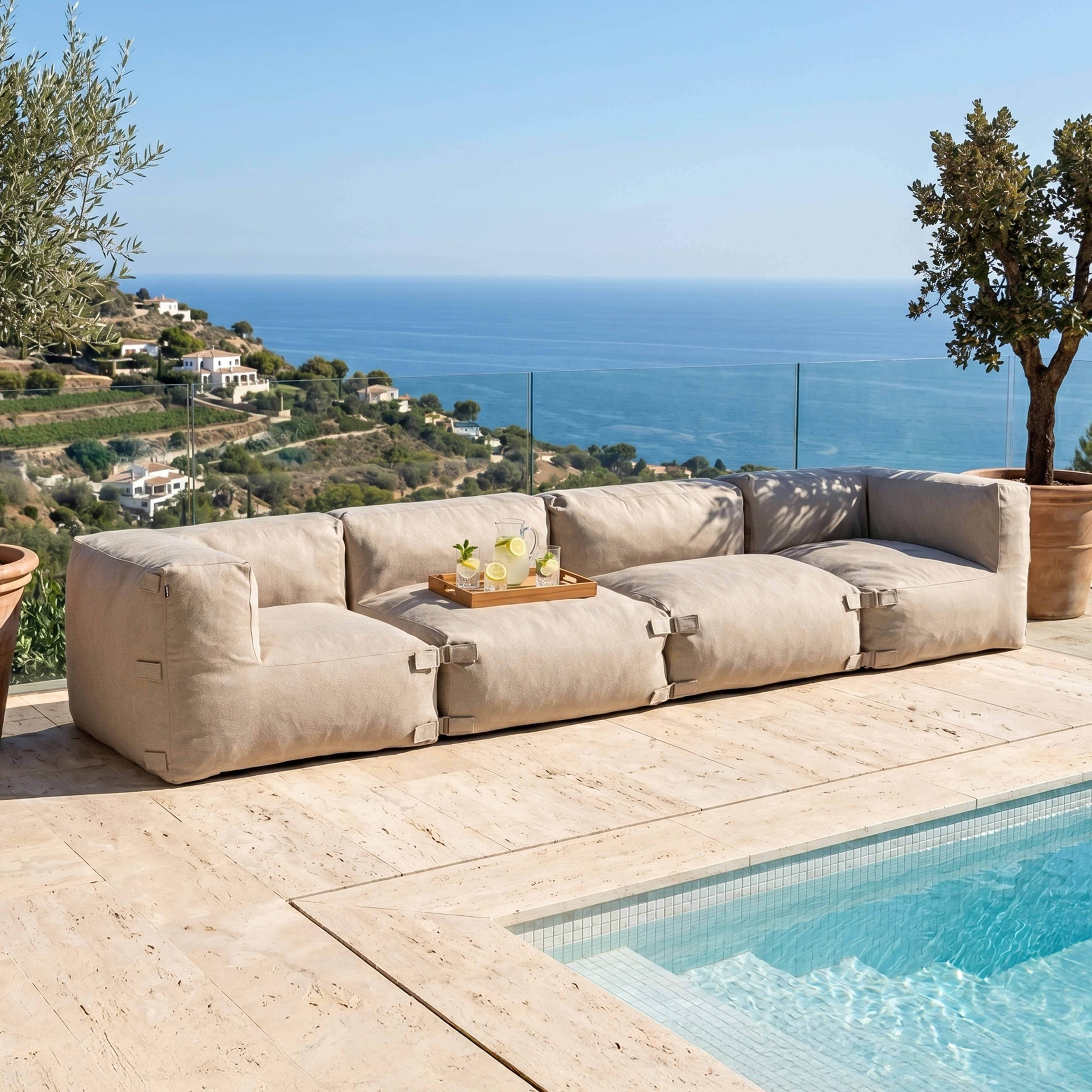 Oviala - Canapé de jardin modulable 4 places beige Mixi - Oviala - Image 1
