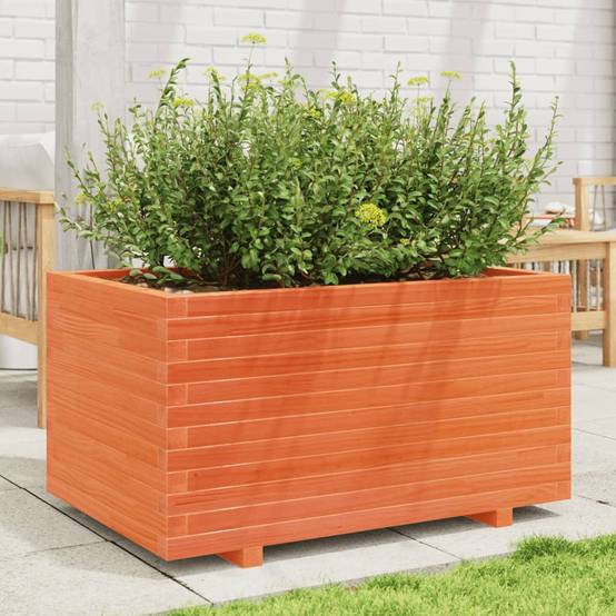 Jardinière | Pot de fleurs | Cache-pot | Bac à fleurs cire marron 90x60x49,5 cm bois de pin massif - Image 3