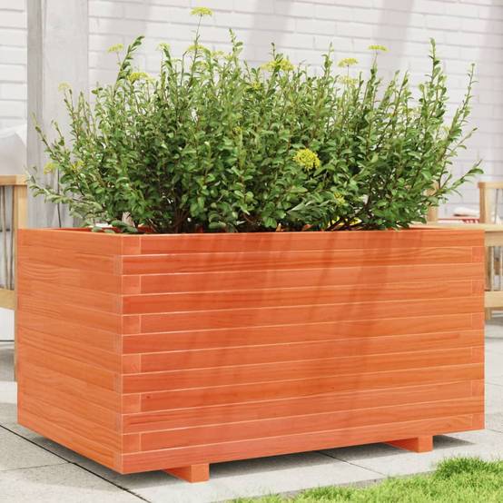 Jardinière | Pot de fleurs | Cache-pot | Bac à fleurs cire marron 90x60x49,5 cm bois de pin massif - Image 2