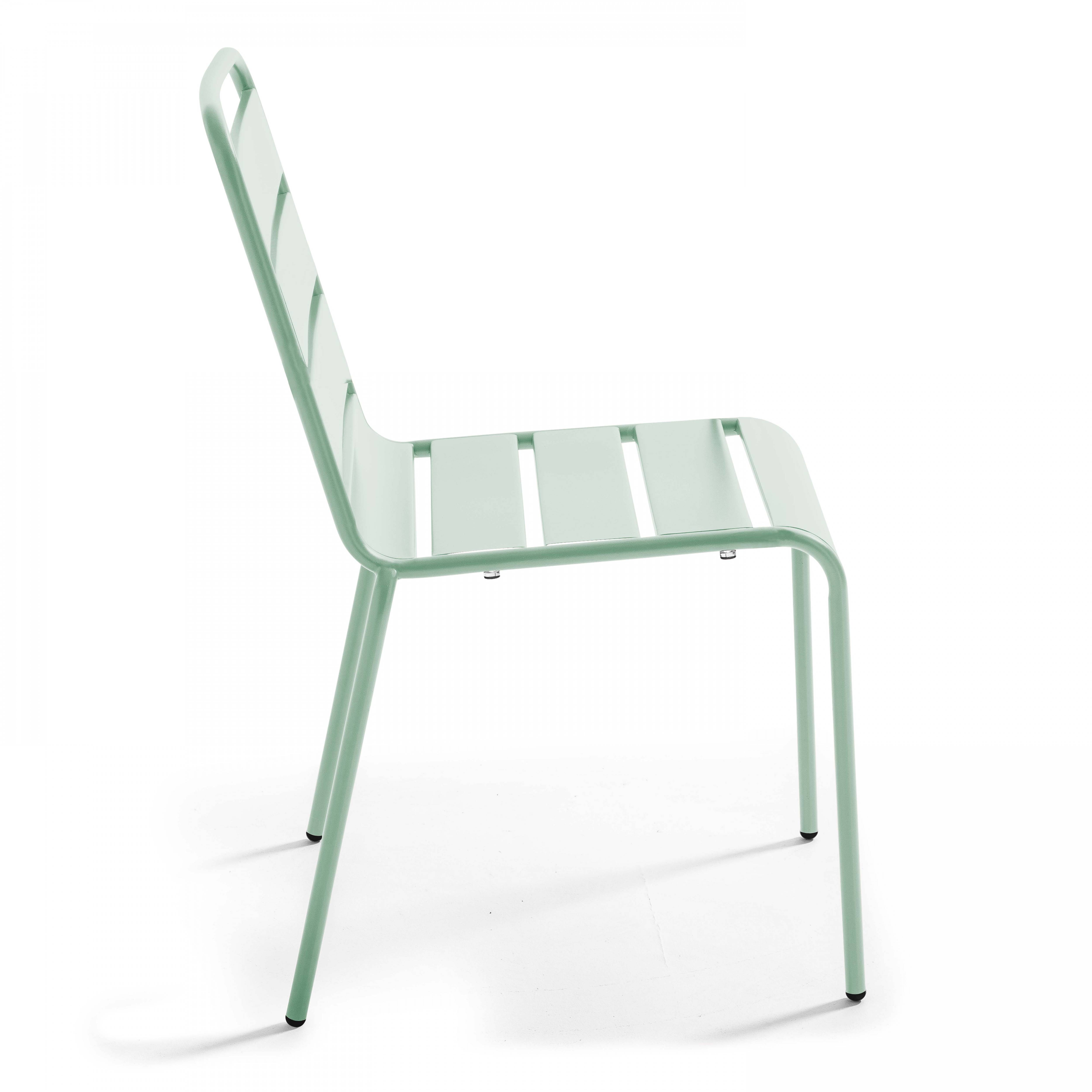 Oviala - Ensemble table de jardin et 4 chaises en métal vert sauge Palavas - Oviala - Imagen 6