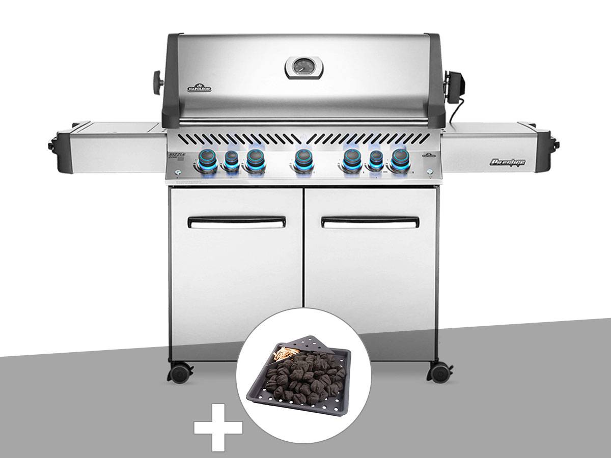Napoleon - Barbecue à gaz Prestige 665 inox + Plateau charbon - Napoleon