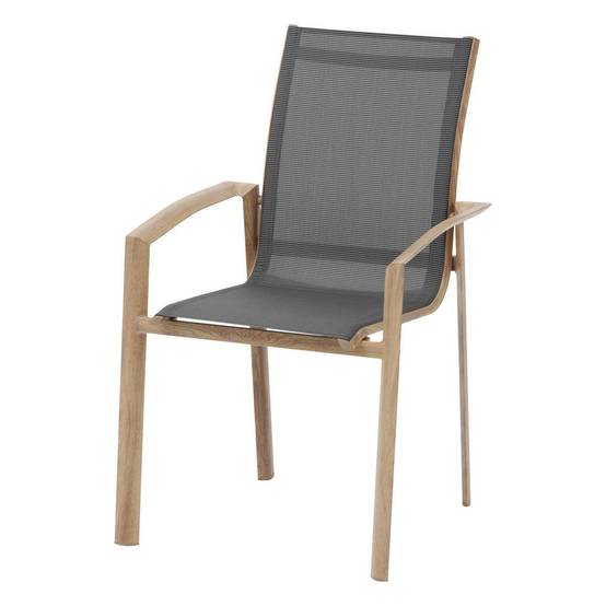 Hesperide - Fauteuil de jardin empilable "Axant" gris poivre & honey aluminium et texaline Hespéride - Image 2