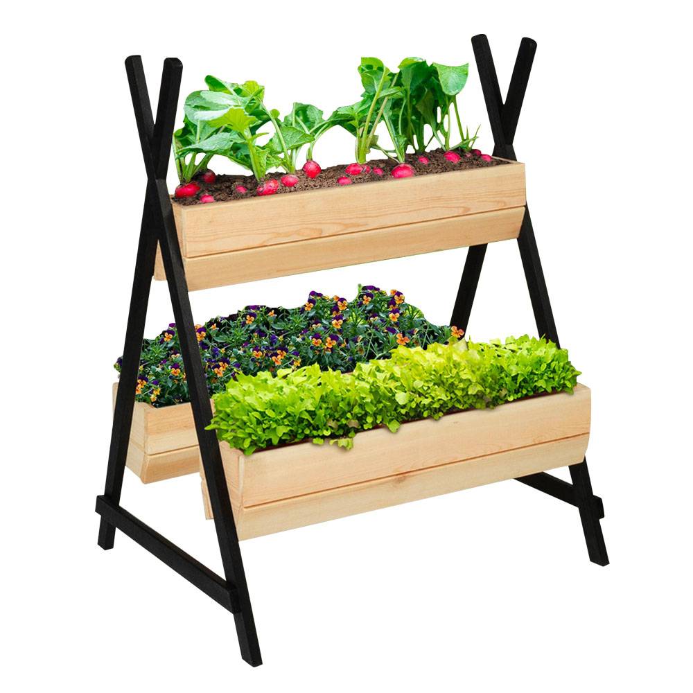 Sans Marque - Jardinière en bois sur pieds 3 bacs "tipito" - DIVERS - Imagen 1