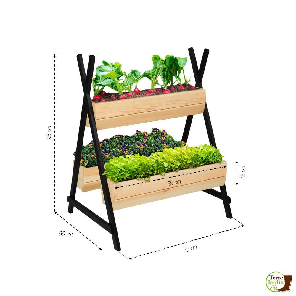 Sans Marque - Jardinière en bois sur pieds 3 bacs "tipito" - DIVERS - Imagen 3