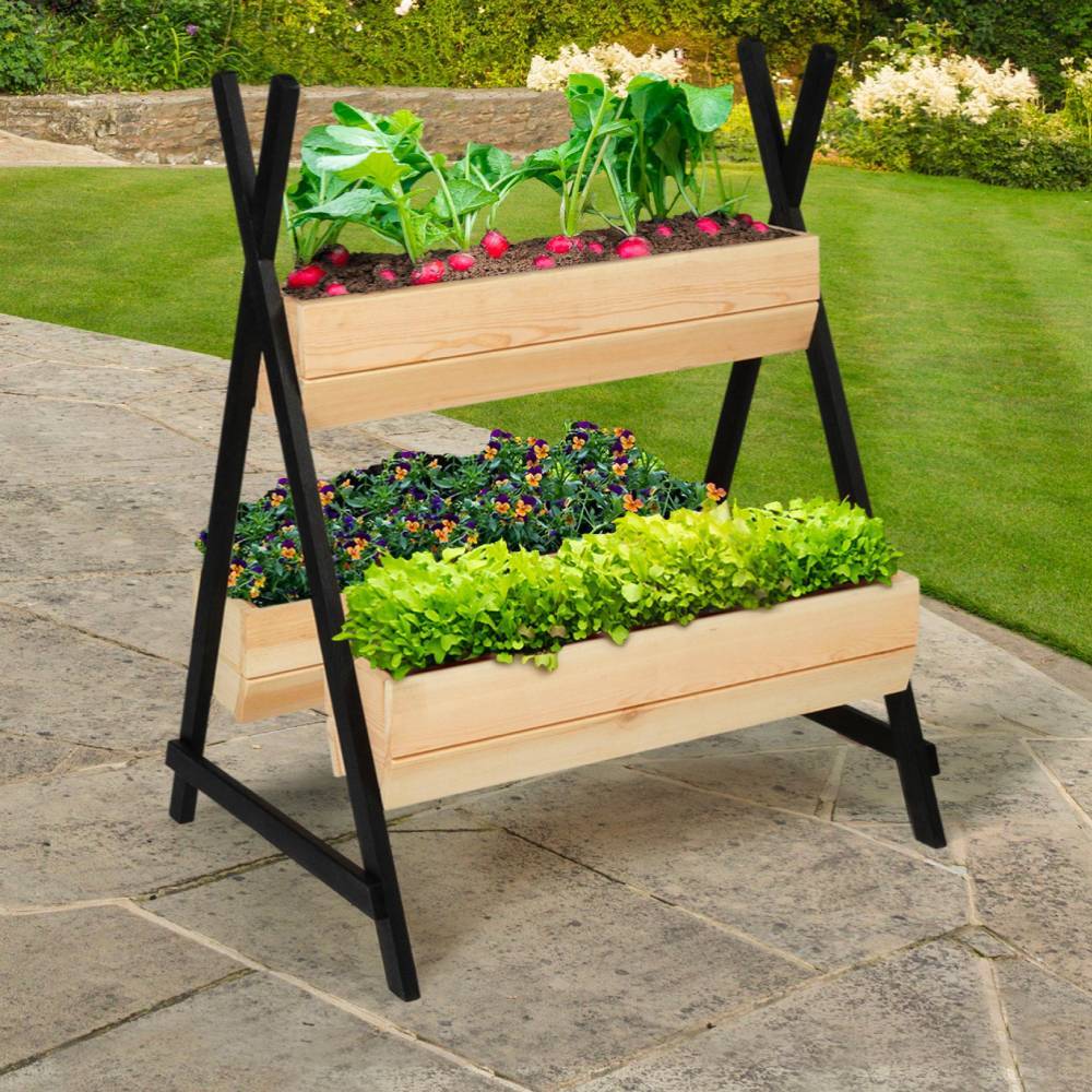 Sans Marque - Jardinière en bois sur pieds 3 bacs "tipito" - DIVERS - Imagen 4